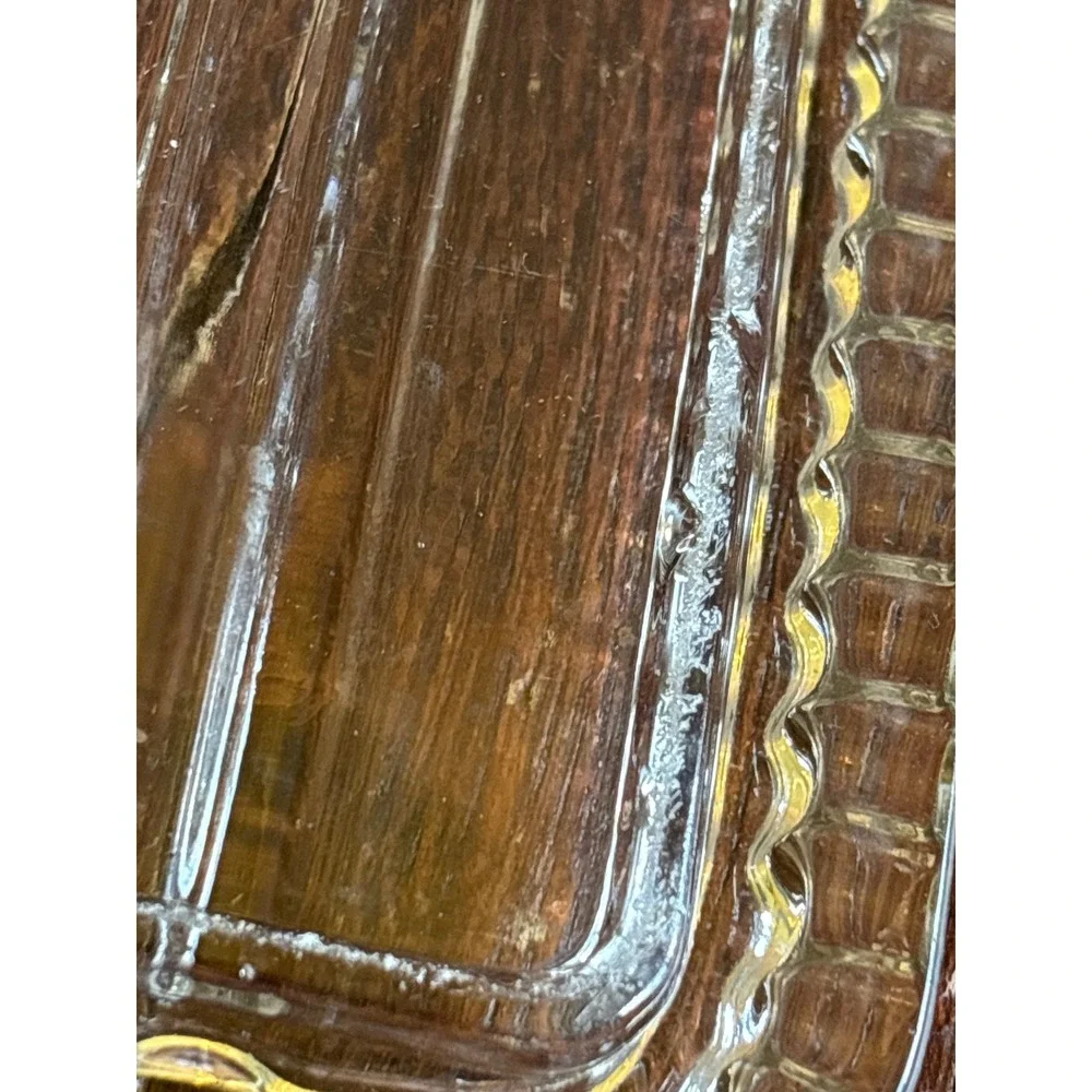 Vintage Clear Glass Ribbed Butter Dish with Lid Art Deco Scalloped Edge 2-Piece